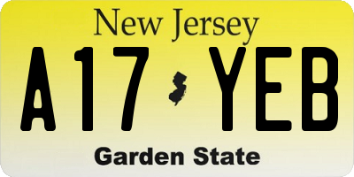 NJ license plate A17YEB
