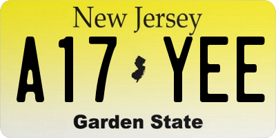 NJ license plate A17YEE