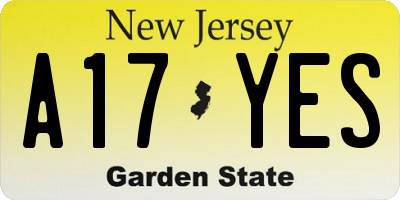 NJ license plate A17YES