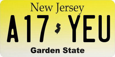 NJ license plate A17YEU