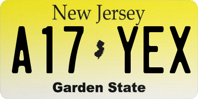 NJ license plate A17YEX