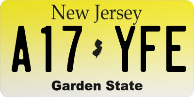 NJ license plate A17YFE