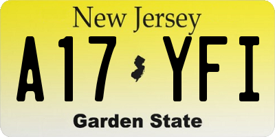 NJ license plate A17YFI