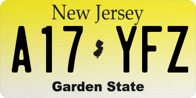 NJ license plate A17YFZ