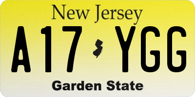 NJ license plate A17YGG