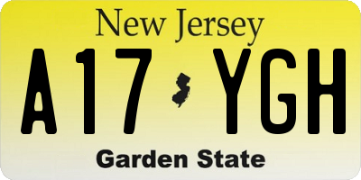NJ license plate A17YGH