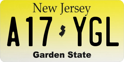 NJ license plate A17YGL