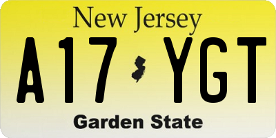 NJ license plate A17YGT