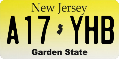 NJ license plate A17YHB