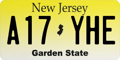 NJ license plate A17YHE