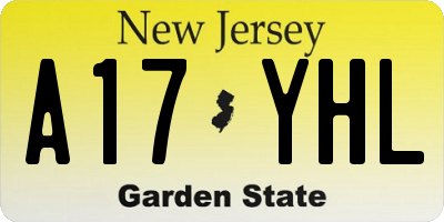 NJ license plate A17YHL