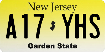 NJ license plate A17YHS