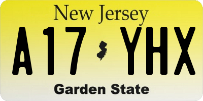 NJ license plate A17YHX