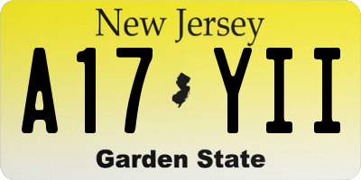 NJ license plate A17YII