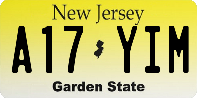 NJ license plate A17YIM