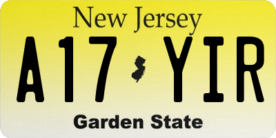NJ license plate A17YIR