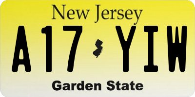 NJ license plate A17YIW