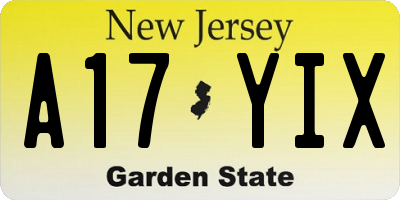 NJ license plate A17YIX