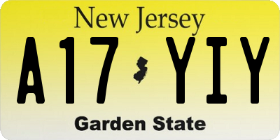 NJ license plate A17YIY