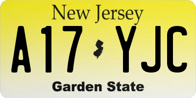 NJ license plate A17YJC