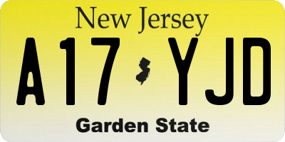 NJ license plate A17YJD