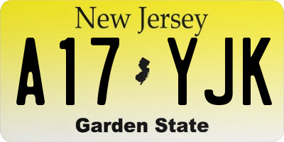 NJ license plate A17YJK
