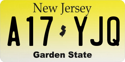 NJ license plate A17YJQ