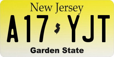 NJ license plate A17YJT