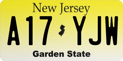 NJ license plate A17YJW