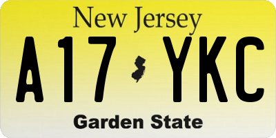 NJ license plate A17YKC