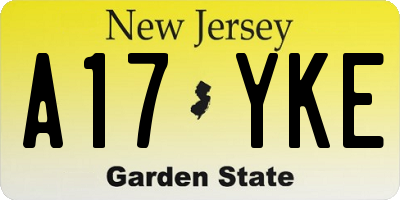NJ license plate A17YKE