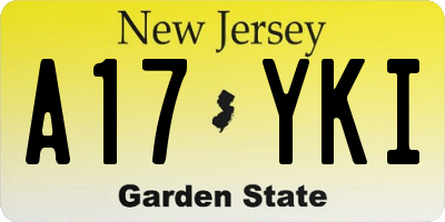 NJ license plate A17YKI