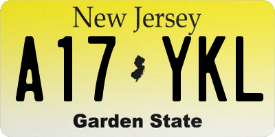 NJ license plate A17YKL