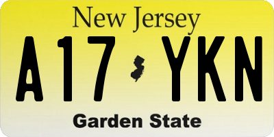 NJ license plate A17YKN
