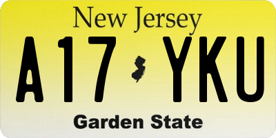 NJ license plate A17YKU