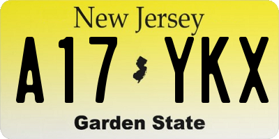 NJ license plate A17YKX
