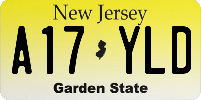 NJ license plate A17YLD