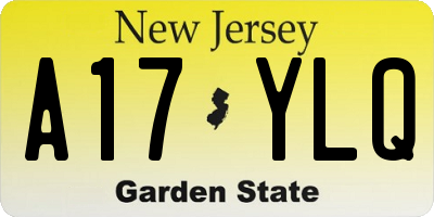 NJ license plate A17YLQ