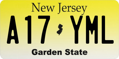 NJ license plate A17YML