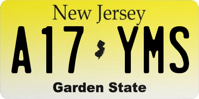 NJ license plate A17YMS
