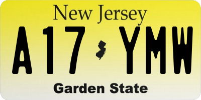 NJ license plate A17YMW