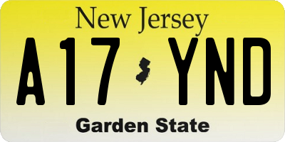 NJ license plate A17YND