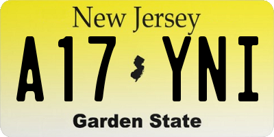 NJ license plate A17YNI
