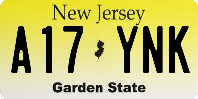 NJ license plate A17YNK