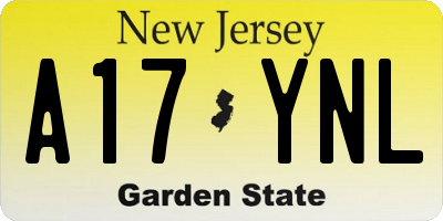 NJ license plate A17YNL