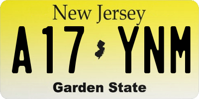 NJ license plate A17YNM