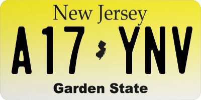 NJ license plate A17YNV