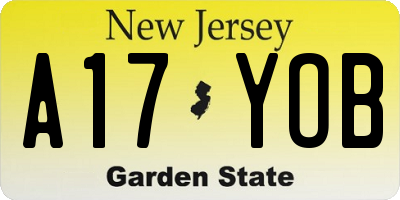 NJ license plate A17YOB