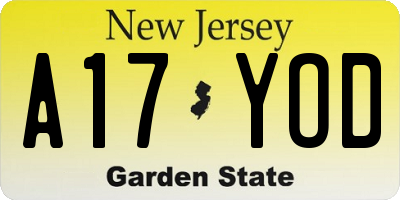 NJ license plate A17YOD