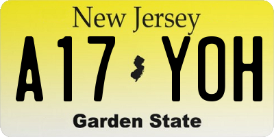 NJ license plate A17YOH